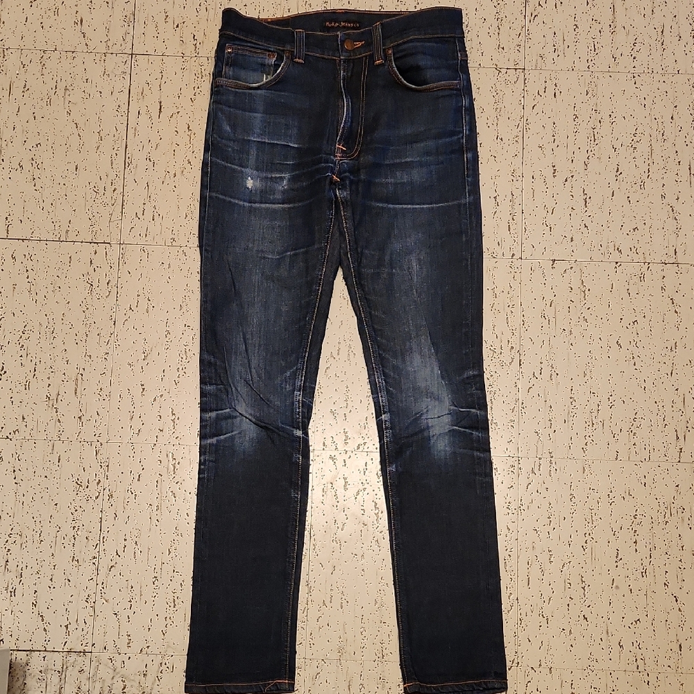 Nudie Jeans Co Lean Dean Dry 16 Dips Slim Straight Fit Dark Blue Jeans